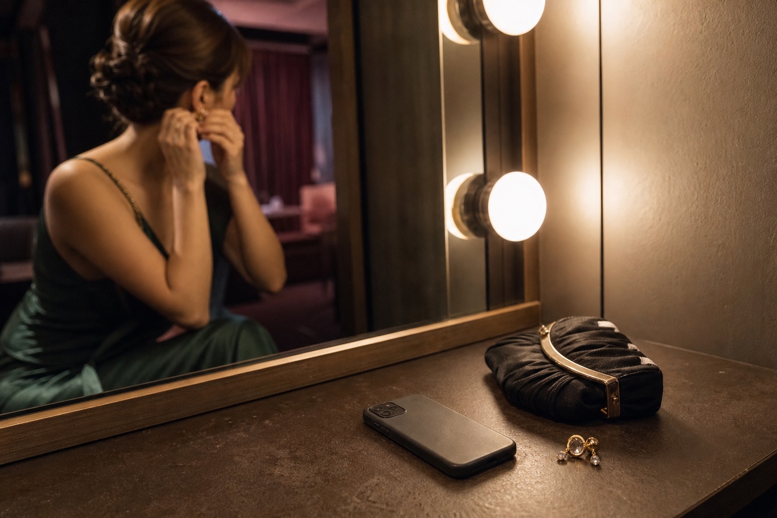 営業後の支度をしながらスマートフォンを置いて休む成人女性